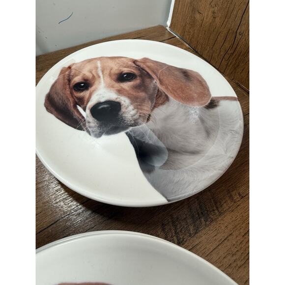 Porcelain Puppies 8" Salad Plates Beagle Dogs - Picture 6 of 7